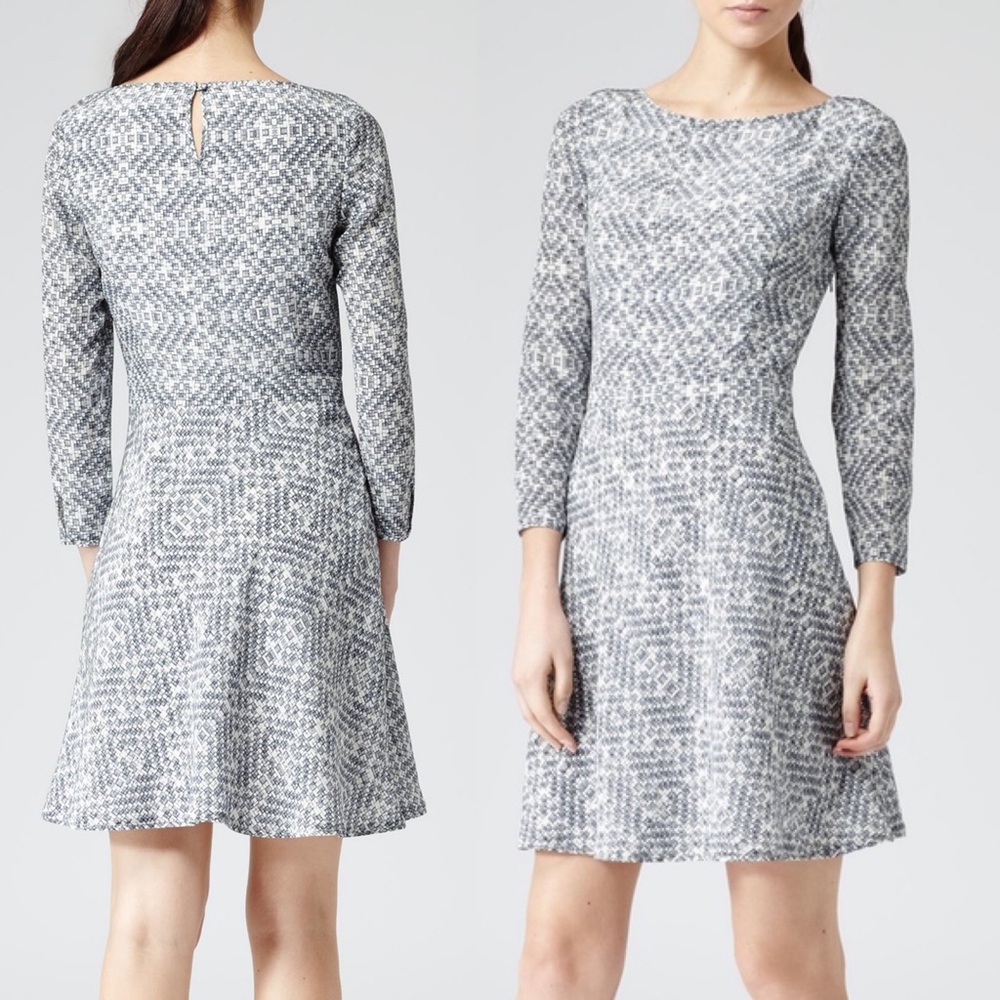 Reiss silk Heidi check print fit and flare dress